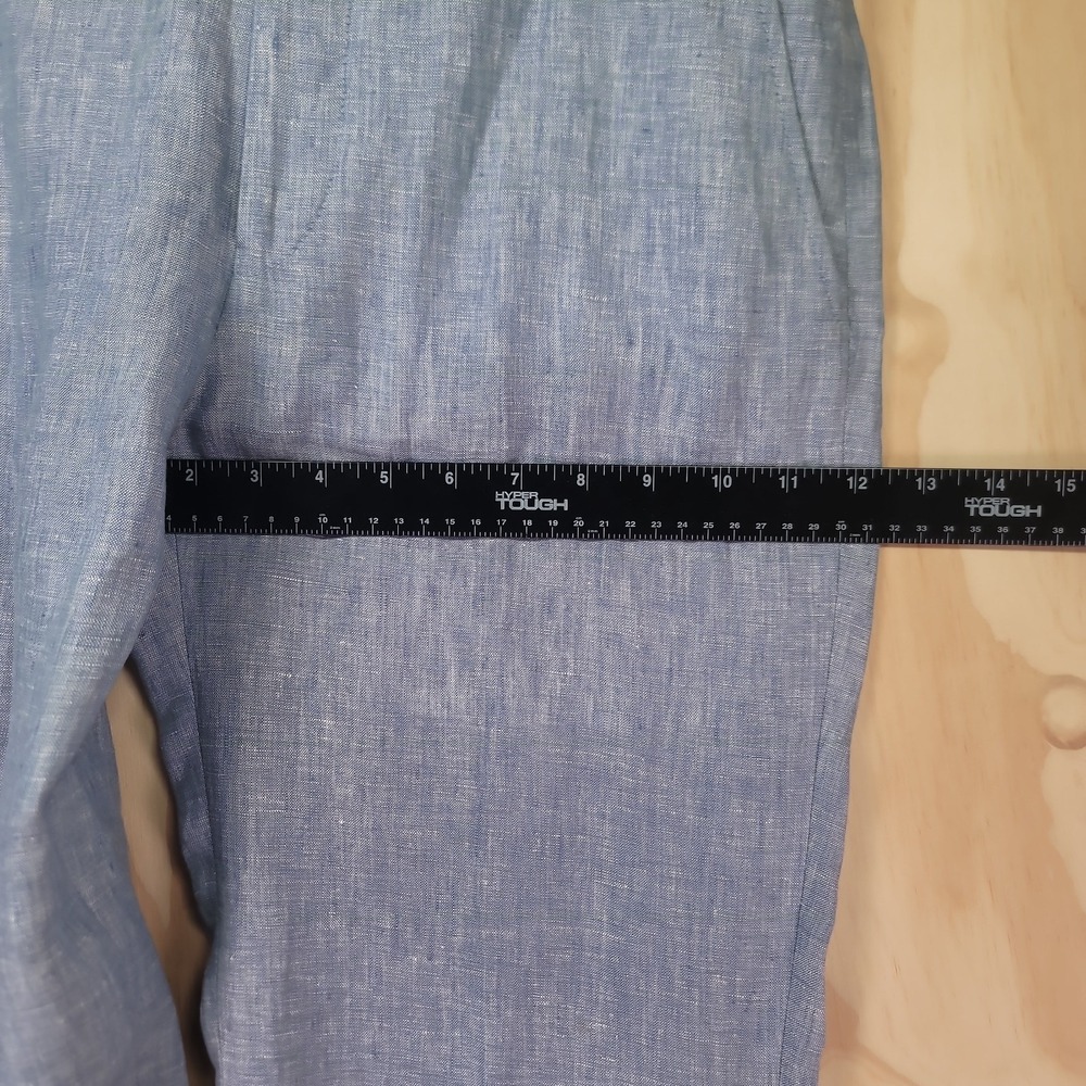 Bar III Dress Pants Mens Size 31x30 Blue 100% Linen Slim Fit Straight Preppy - Picture 7 of 15